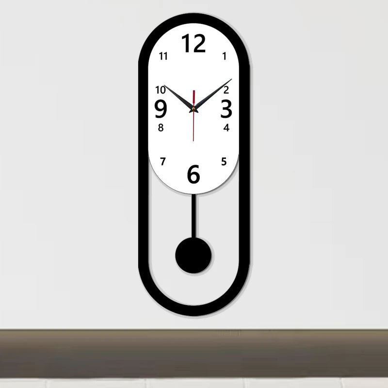 Horloge Murale SilencieuseDesign Ovale Moderne