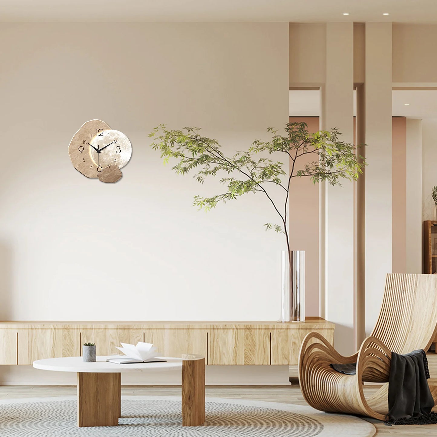 Horloge Murale Chambre  Design Lune Moderne