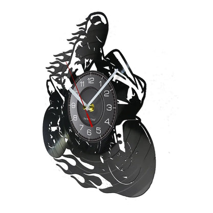 Horloge Murale IndustrielleVinyle Design Moto Extrême Freestyle
