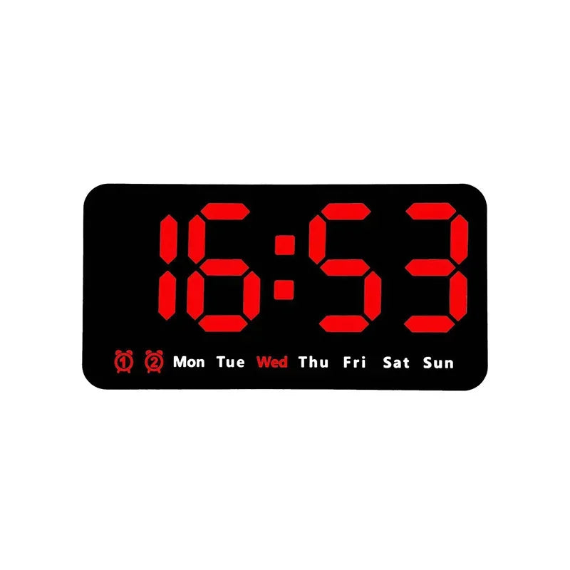 Horloge Murale Digitale  LED Grande Taille avec Double Alarme