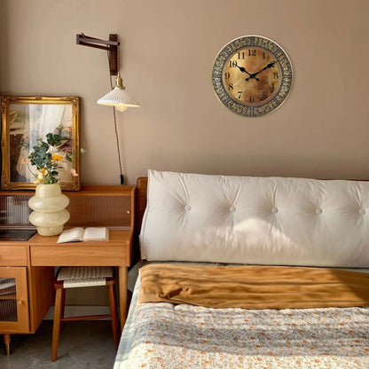 Horloge murale bois motif laiton antique design moderne