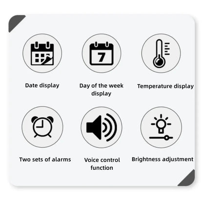 Horloge Murale Digitale  LED Grande Taille avec Double Alarme