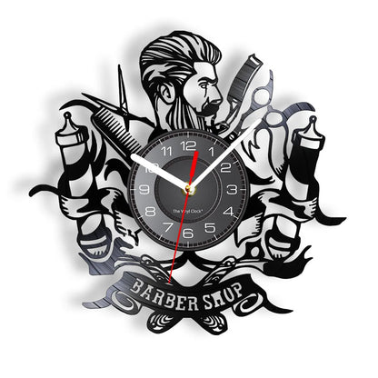 Horloge À Engrenage    Vinyle Design Style Barber Shop