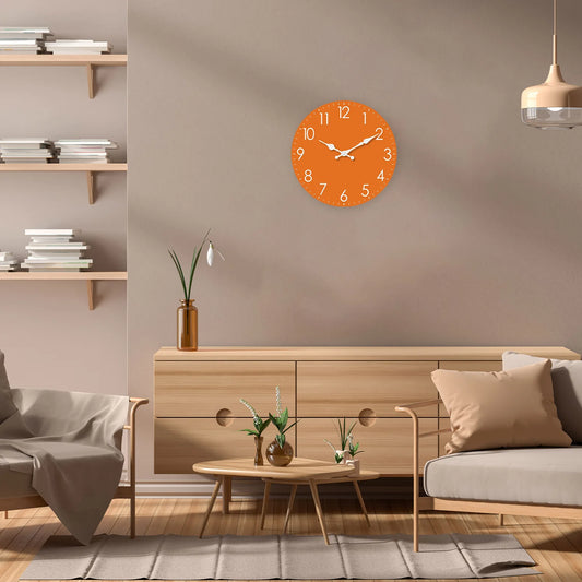 Horloge Murale Bois  Orange Classique