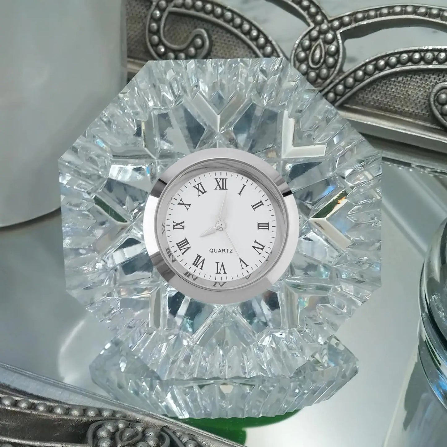 Horloge À Chiffres RomainsMouvement Quartz Argenté 37 mm