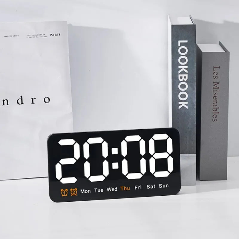 Horloge Murale Digitale  LED Grande Taille avec Double Alarme