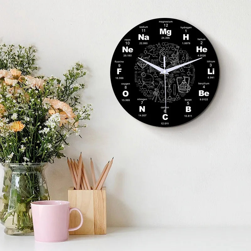 Horloge Murale SilencieuseDesign Périodique Élémentaire