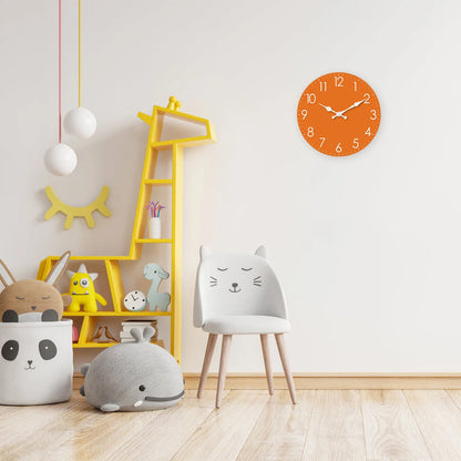 Horloge Murale Bois  Orange Classique