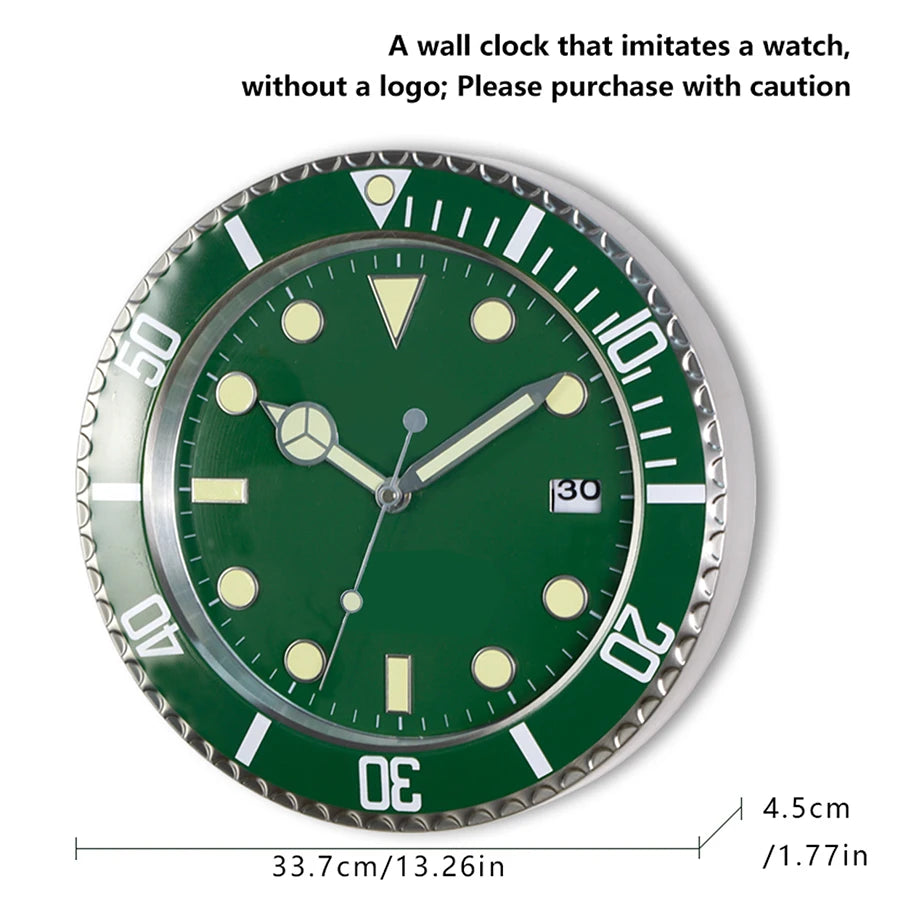 Horloge Murale Métal  Design Fluorescent 33cm Sans Piles