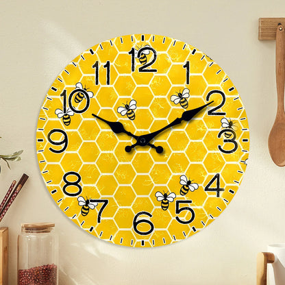 Horloge Murale Bois  Nid d'Abeille et Abeilles