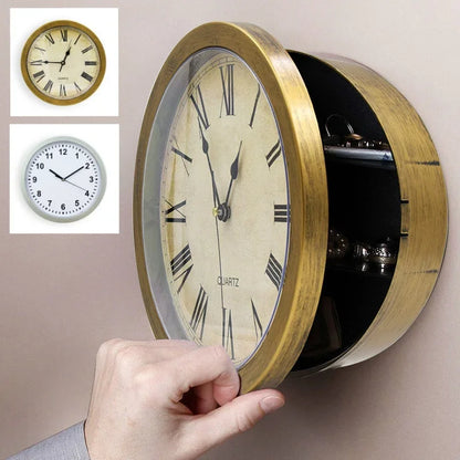 Horloge Murale Vintage  Coffre-Fort Secret Intégré En Métal