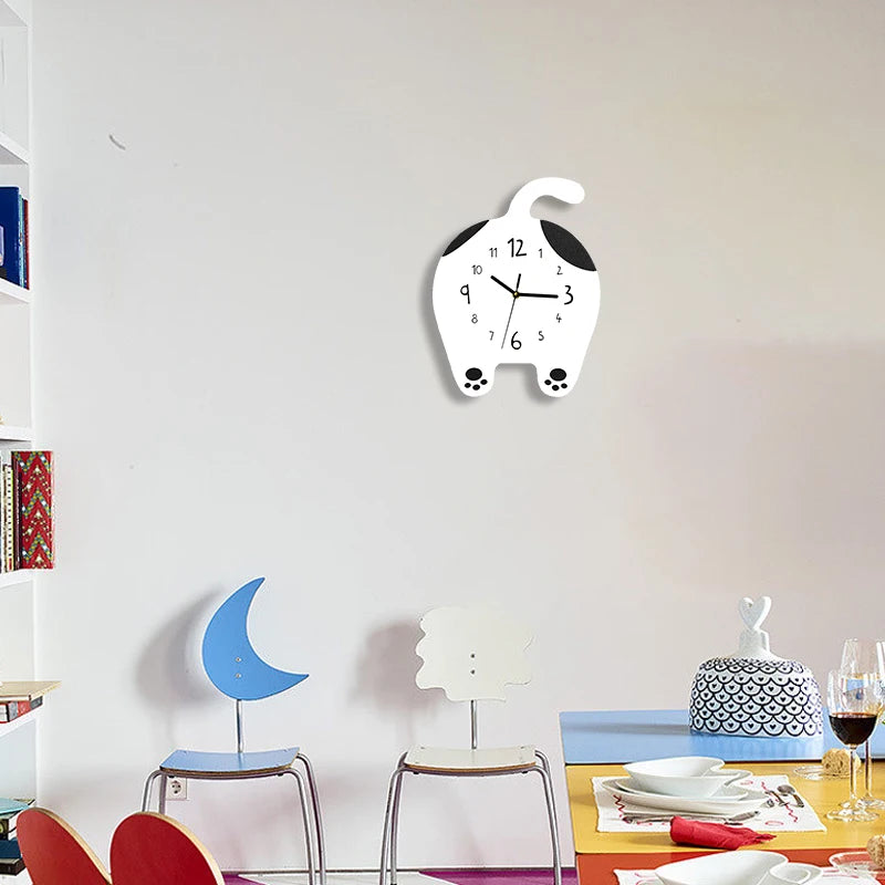 Horloge Chat  Design Mignon Enfant Kitten en Bois