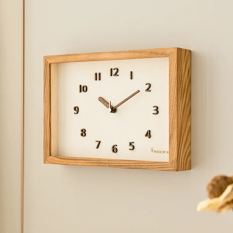 Horloge Murale Bois  Rectangulaire Style Japonais