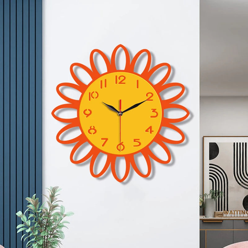 Horloge Murale Silencieuse  Style Campagne Créatif avec Tournesol