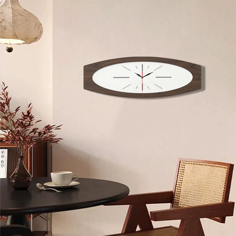Horloge Murale BoisDesign Ovale Grain de Bois Style Moderne