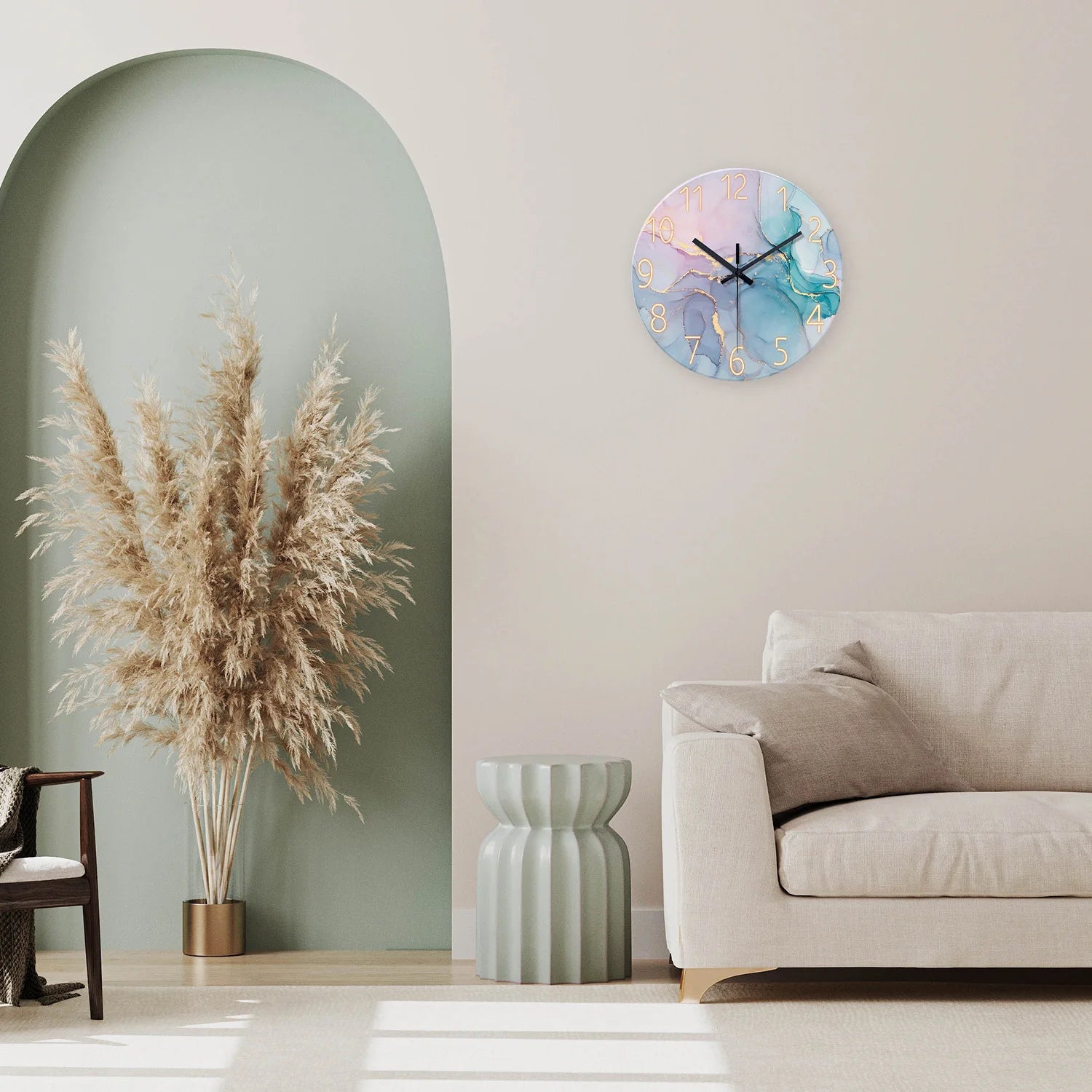Horloge Murale  Art Abstrait Violet