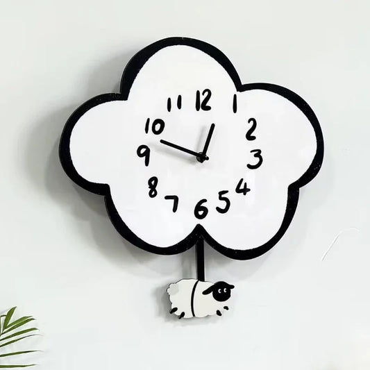 Horloge Murale SilencieuseDesign Nuage Enfant Moderne