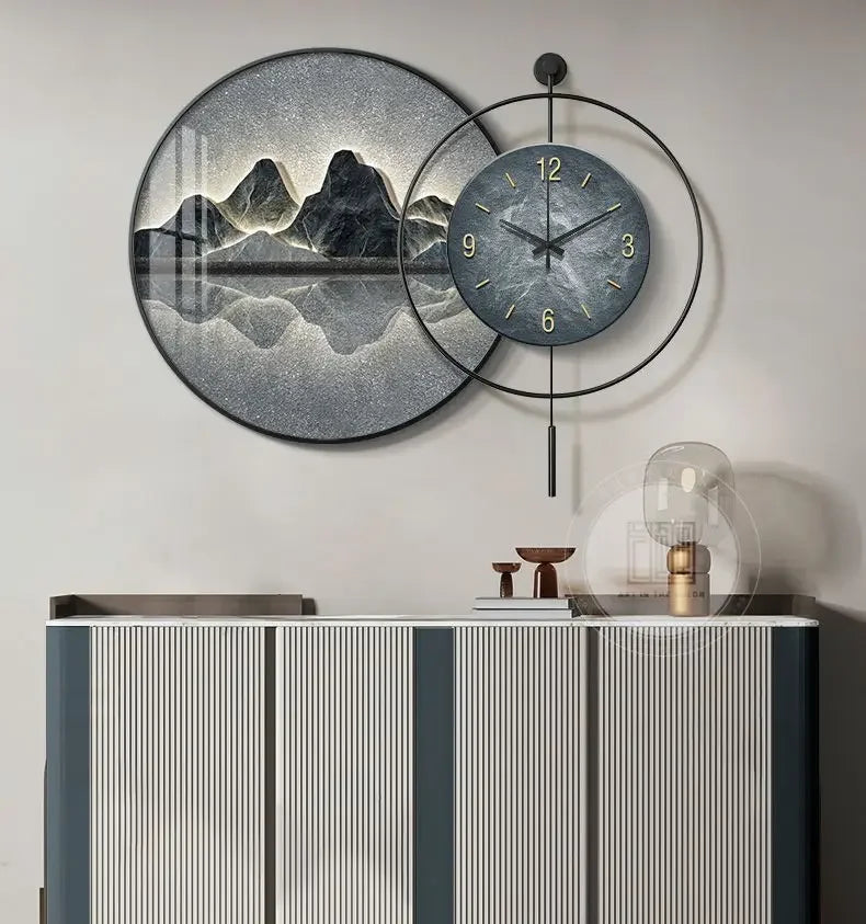 Horloge Décoration Murale  Paysage Montagnes
