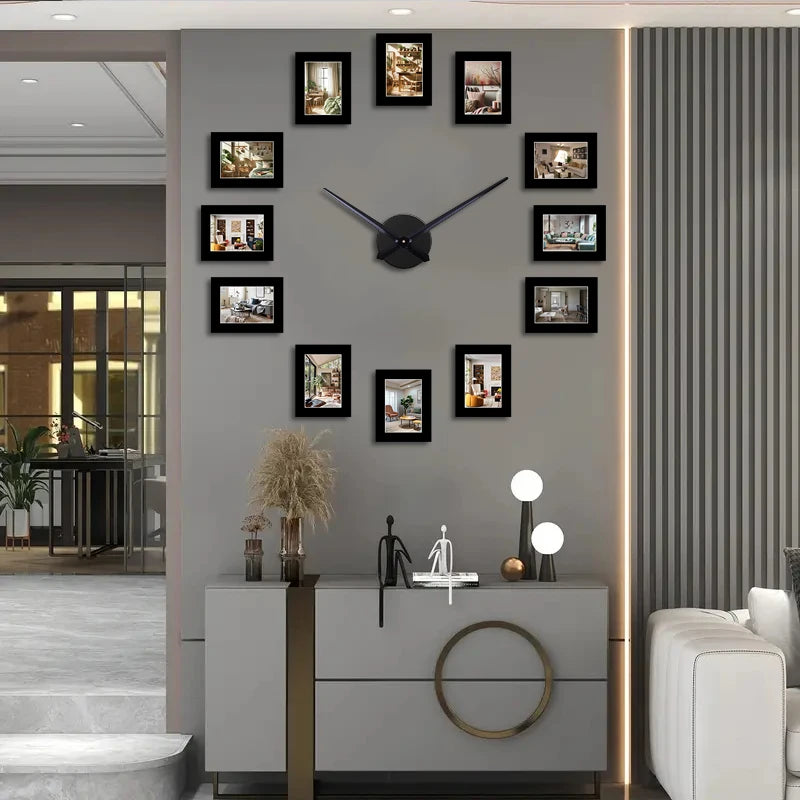 Horloge Murale DesignCadre Photo Noir DIY Style Album Original