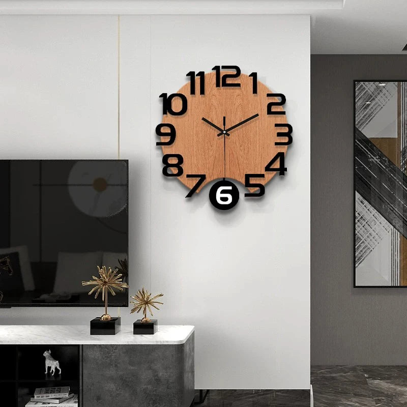 Horloge Murale Silencieuse Pendule Moderne en Bois Blanc