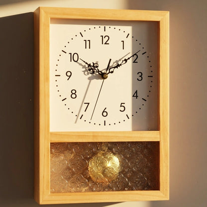 Horloge bois style retro japonais - vue lumiere naturelle angle 8
