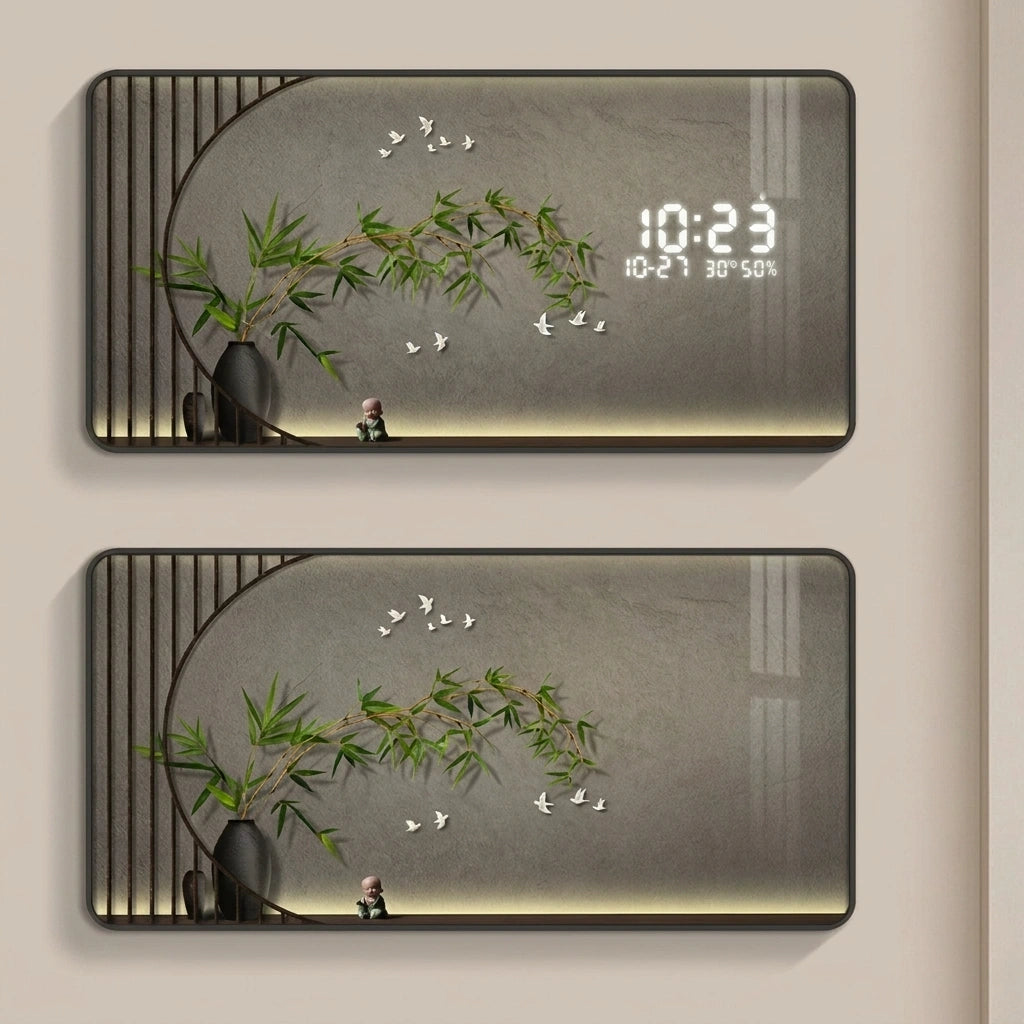 Horloge murale digitale grand format - vue ensemble design epure