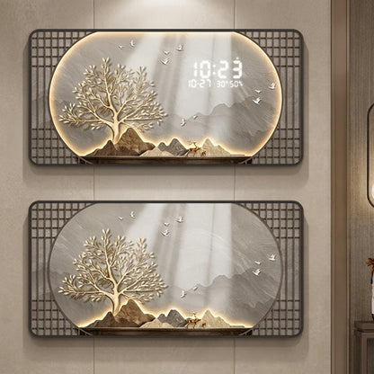 Horloge murale digitale grand format - vue angle design moderne