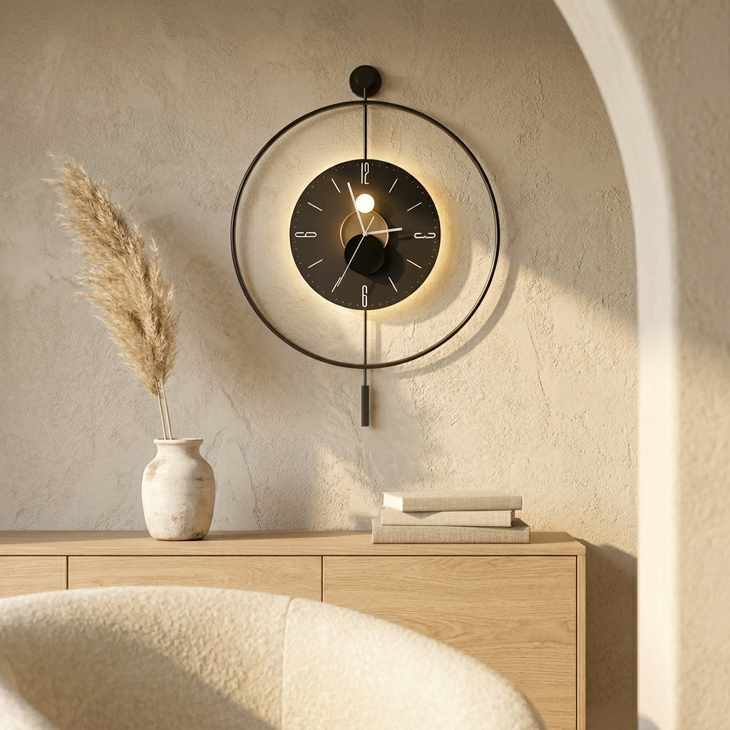 Grande horloge murale moderne LED vue ensemble