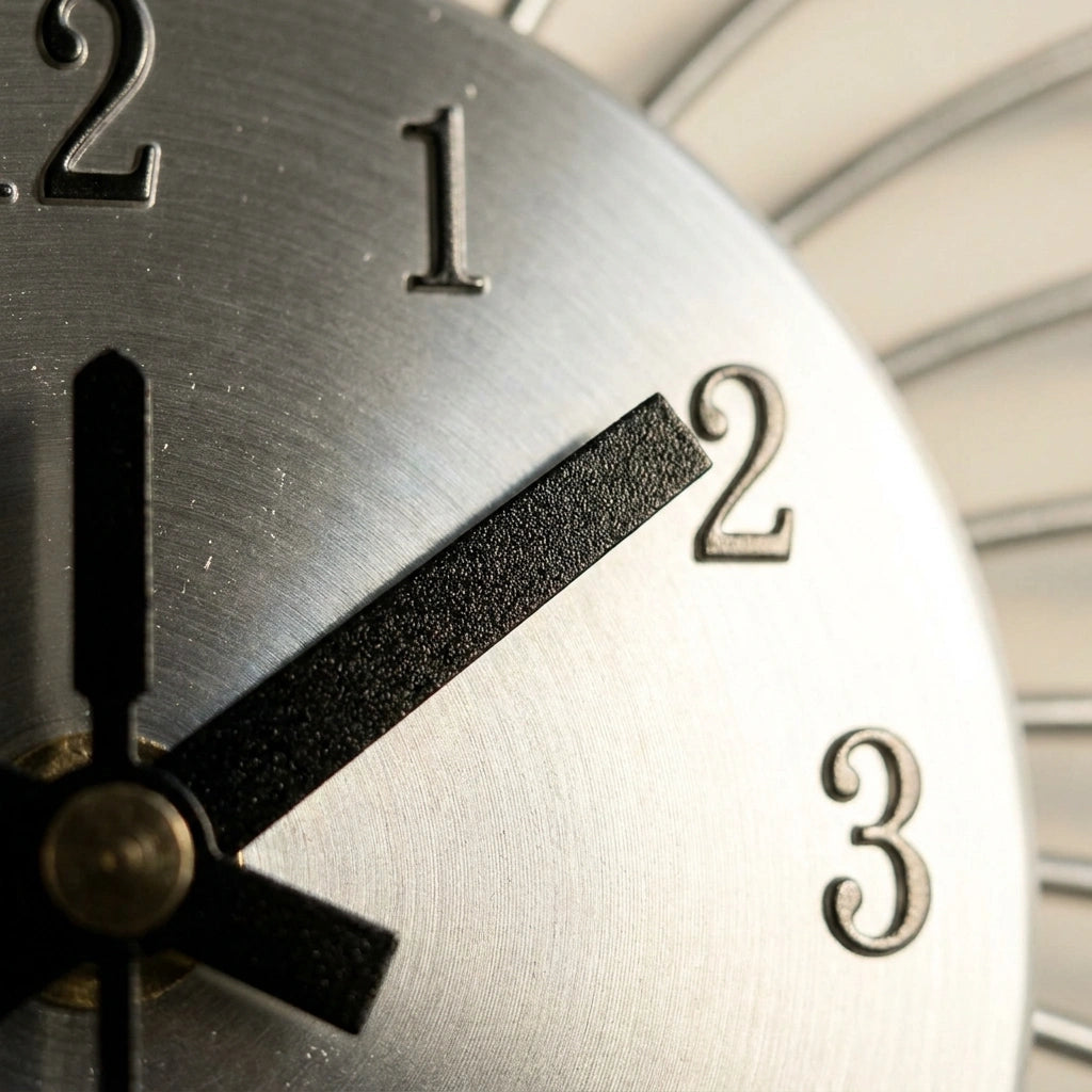 Horloge murale diamants - detail cadran et aiguilles dorees