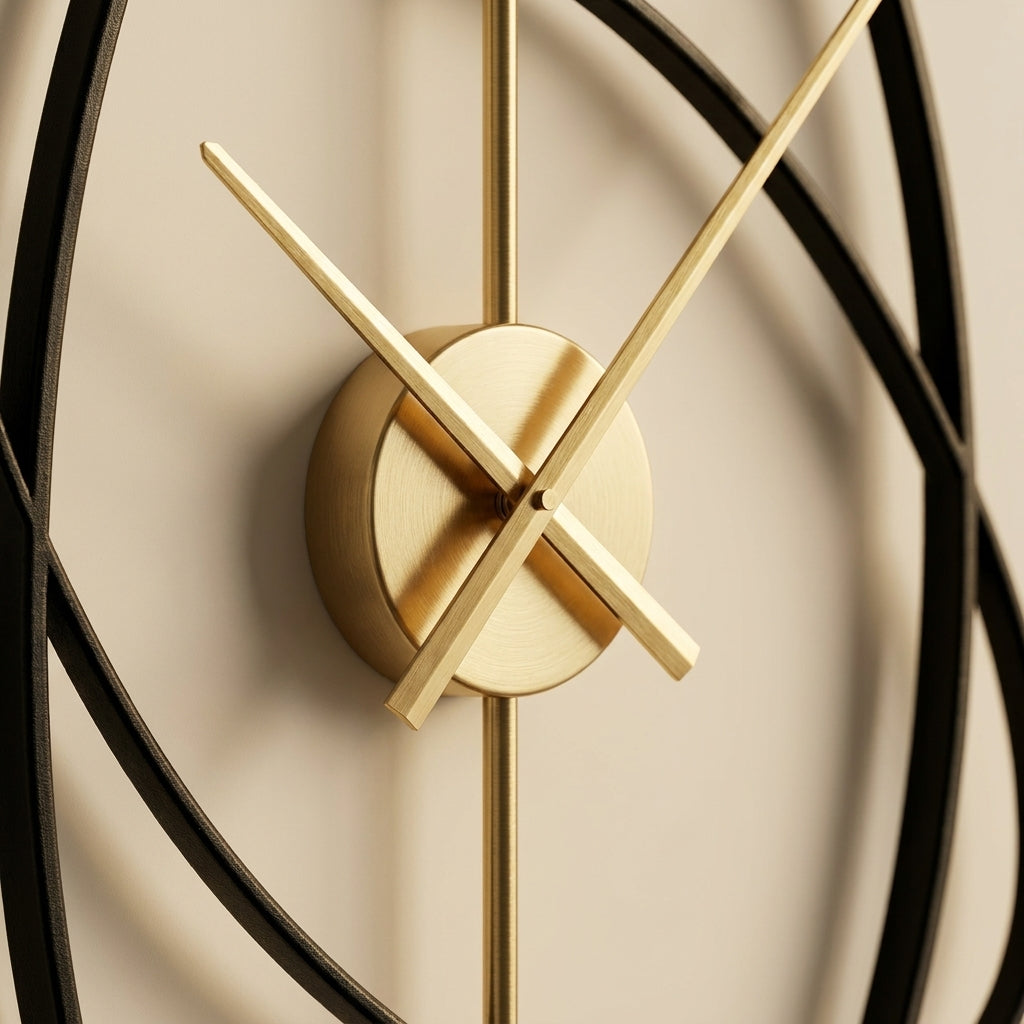 Horloge murale industrielle ovale metal - detail cadran et aiguilles
