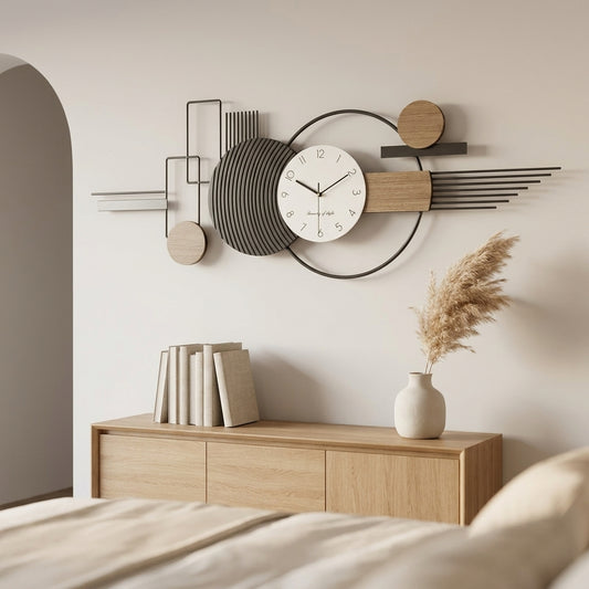 Grande Horloge Murale Géométrie Minimaliste