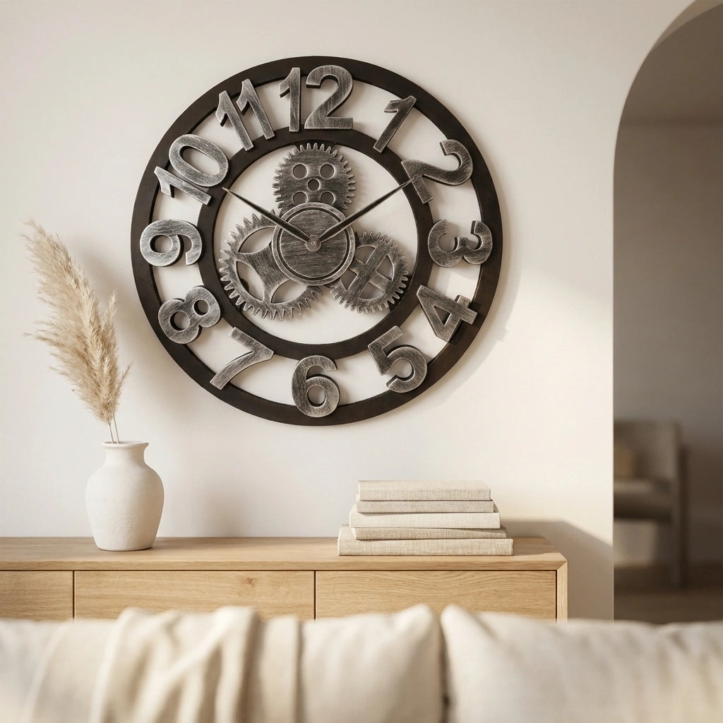 Horloge Engrenage Murale  Style Industriel