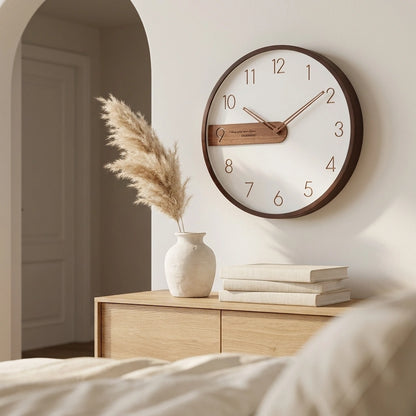 Horloge murale moderne bois creative - vue sur buffet principale