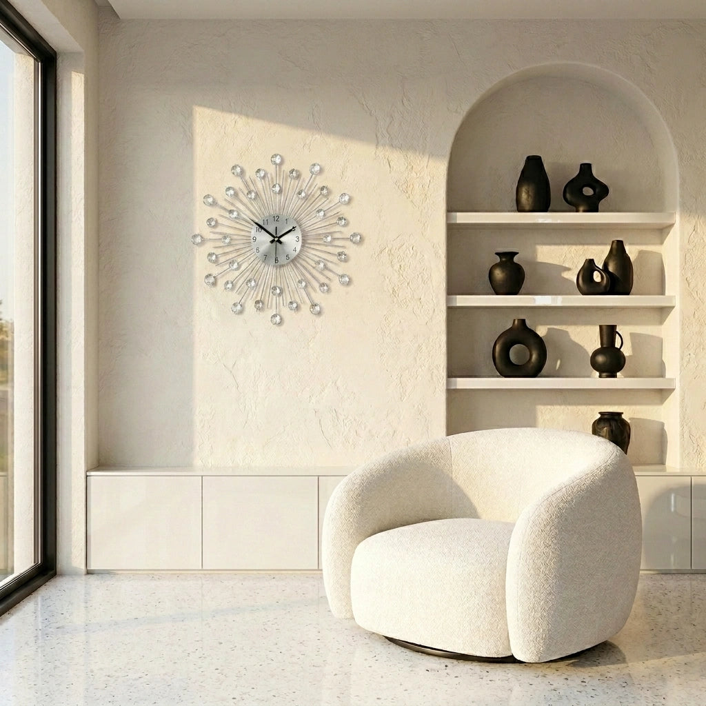 Horloge murale diamants - zoom ornements diamants dorés