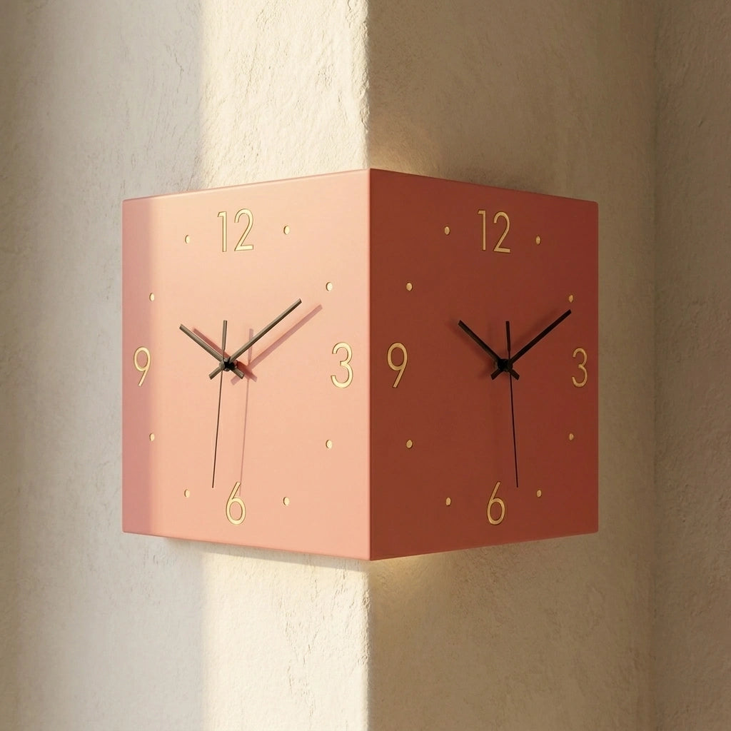 Horloge Murale Carrée Double Face Lumineuse