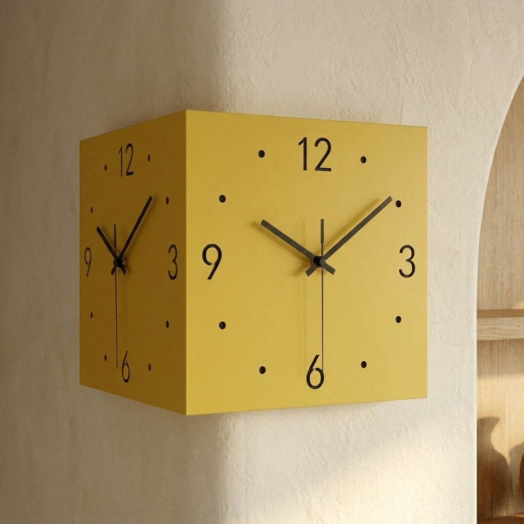 Horloge Murale Carrée Double Face Lumineuse