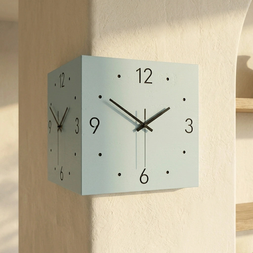 Horloge Murale Carrée Double Face Lumineuse