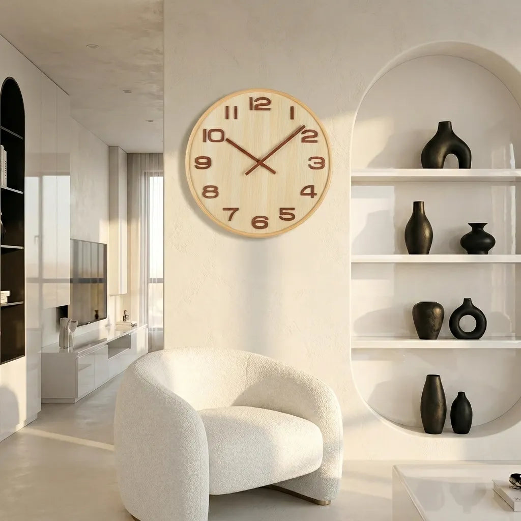 Horloge Murale Moderne Style Bois Massif
