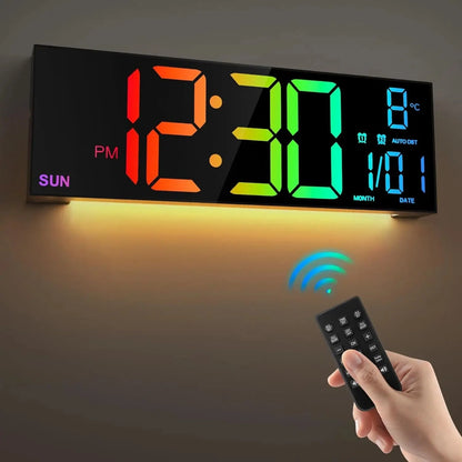 Horloge Murale Numérique  LED Grand Format avec Télécommande