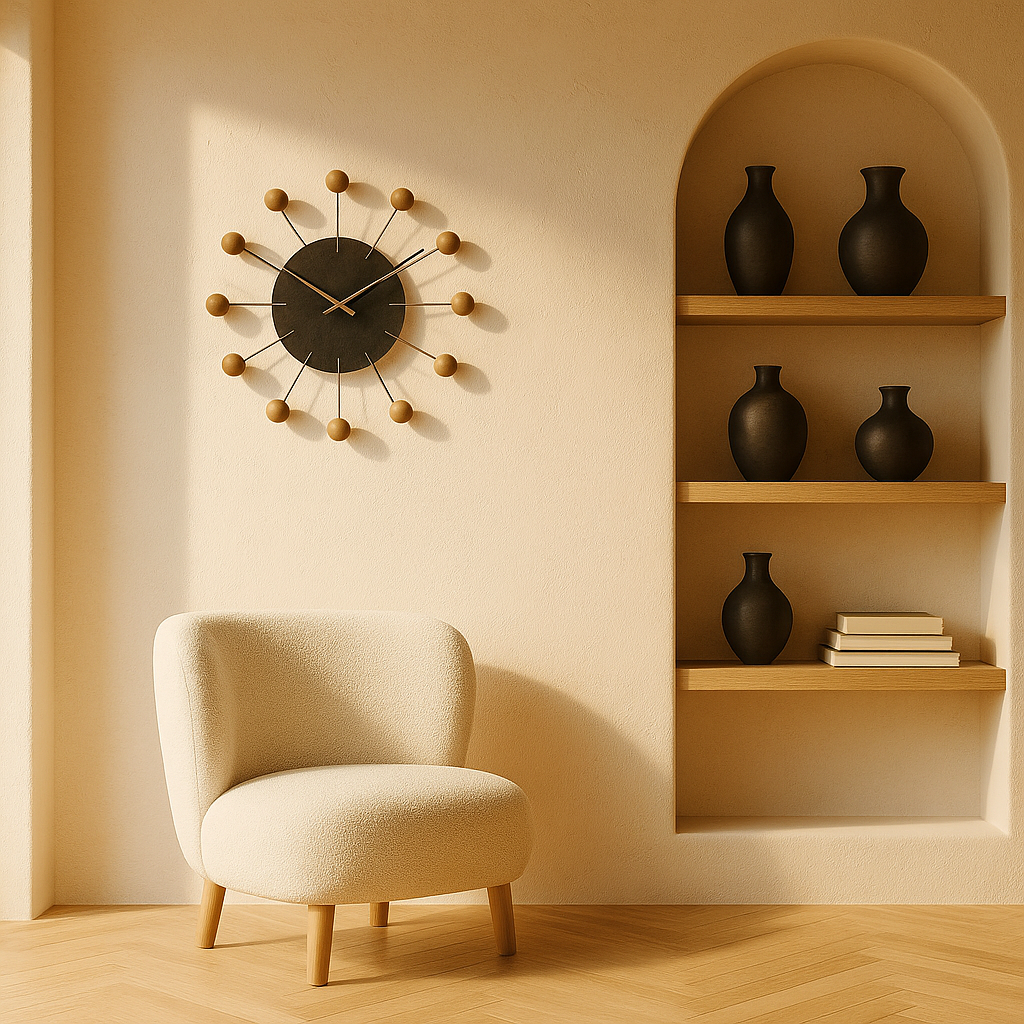 Horloge Murale Scandinave Nelson Design — finition bois