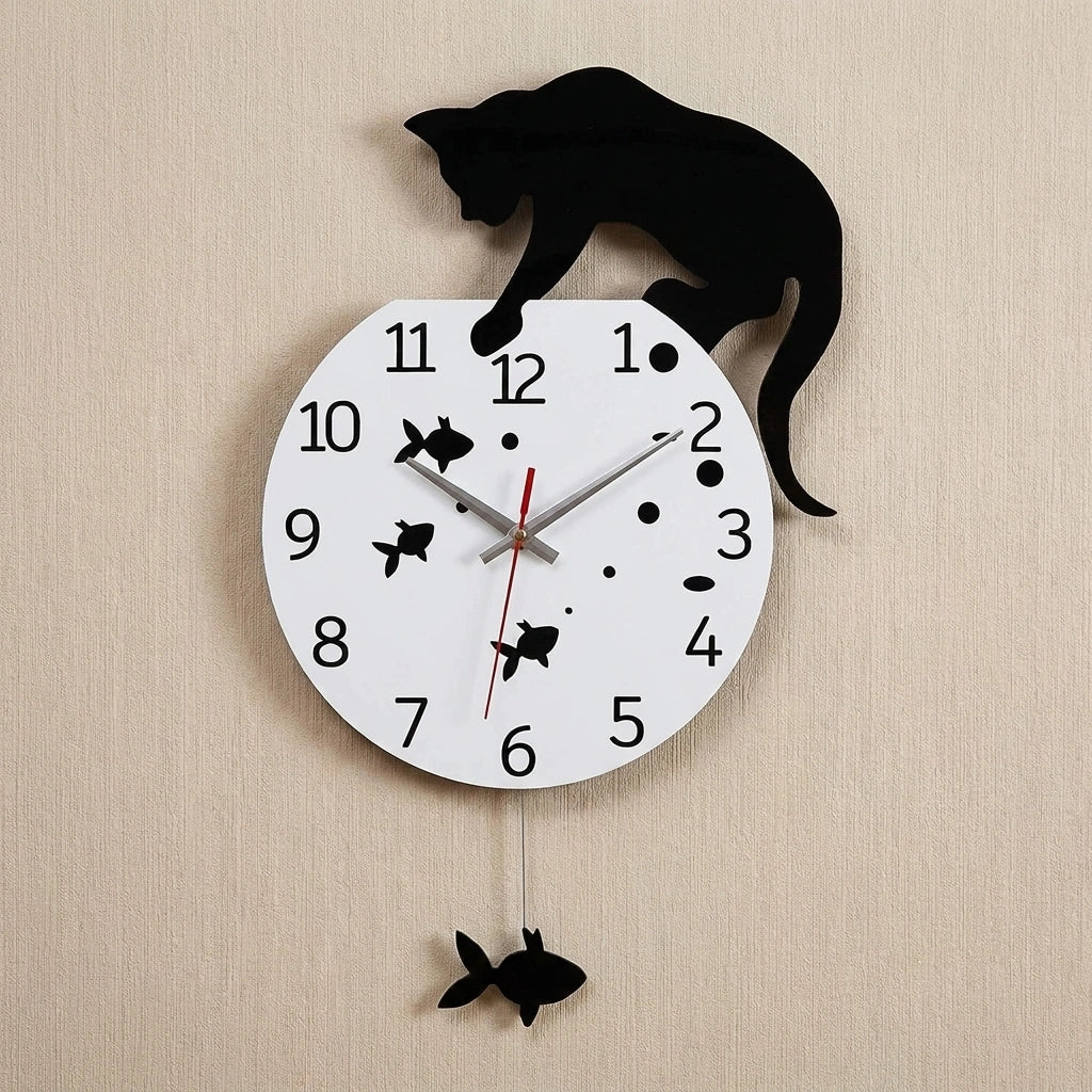 Horloge Chat Silencieuse - Design Mignon et Original 