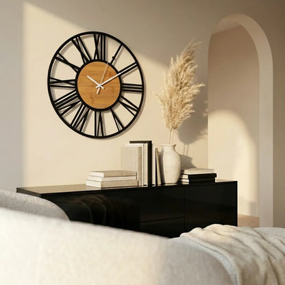 Grande horloge murale vintage industrielle 60cm - horloge bois sur mur